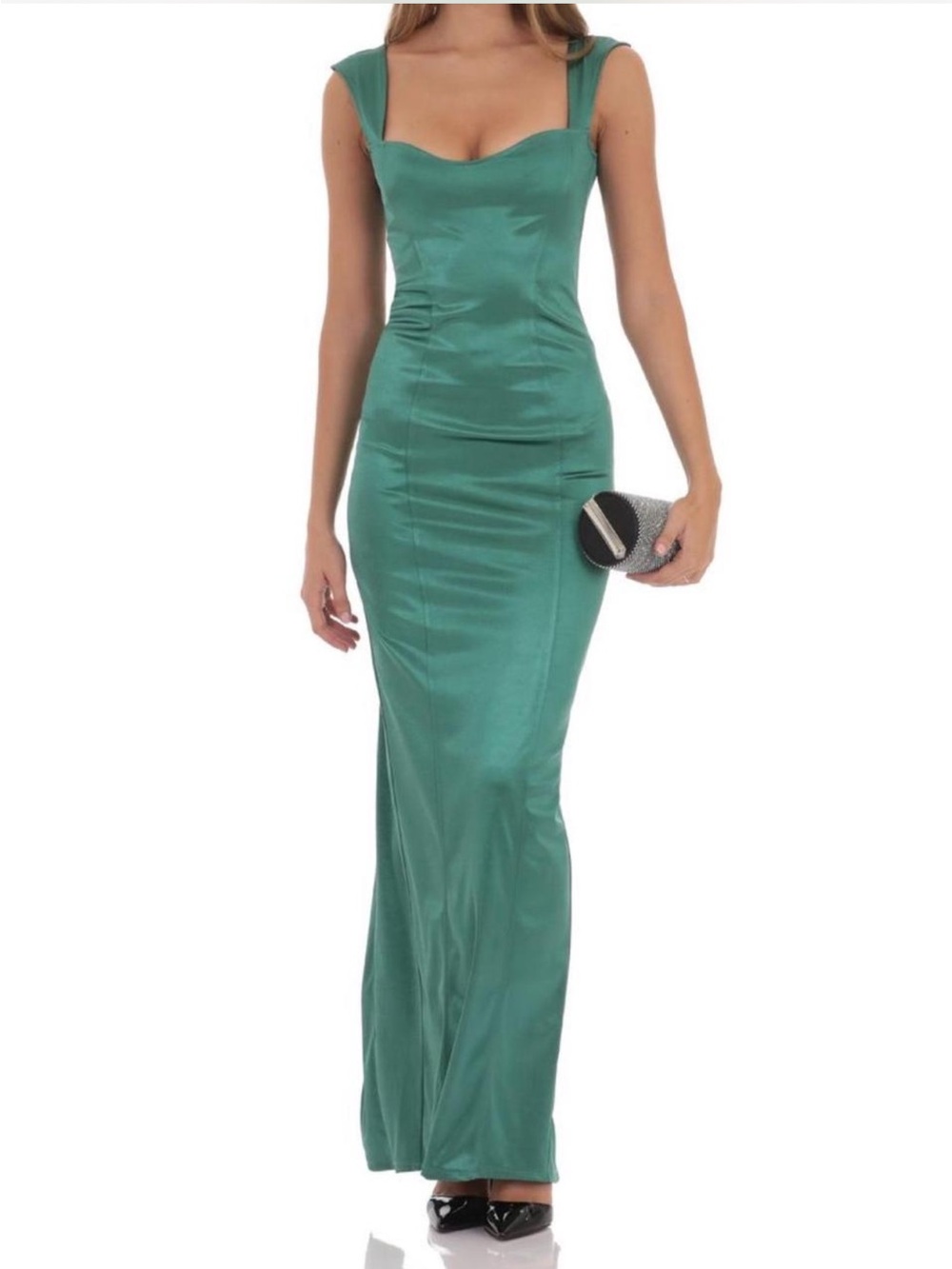 Lucy in the Sky Emerald Green Satin Maxi Dress